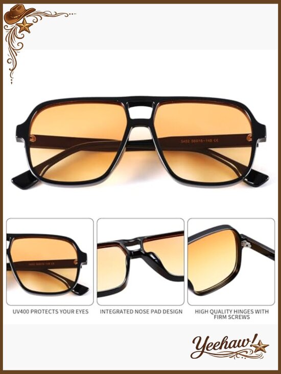 Oversized Retro 70s Square Frame Sunglasses for Men Women